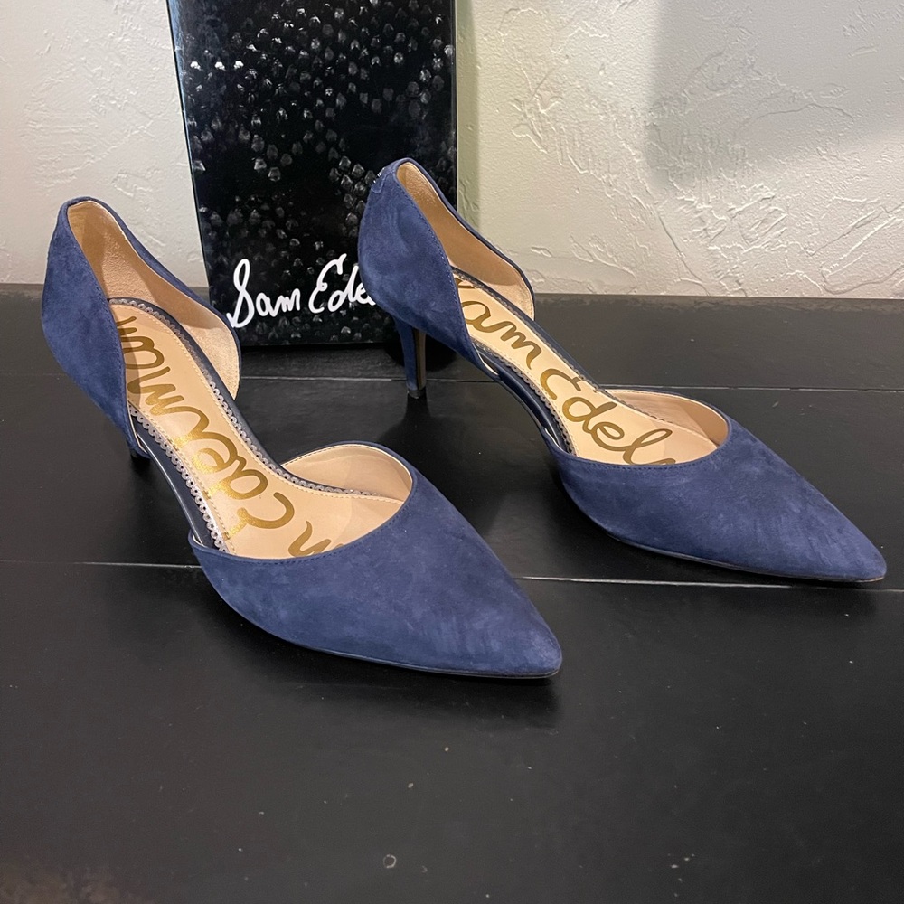 Sam Edelman Blue suede shoes.